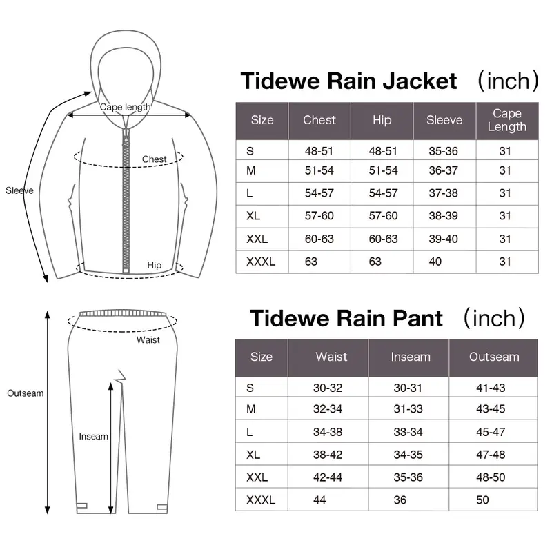 Lightweight Waterproof Rain Suit, Breathable Jacket & Pants Set