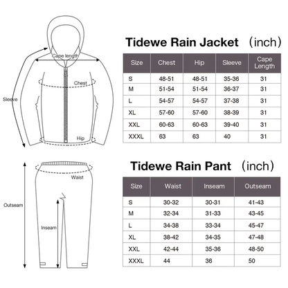 Lightweight Waterproof Rain Suit, Breathable Jacket & Pants Set